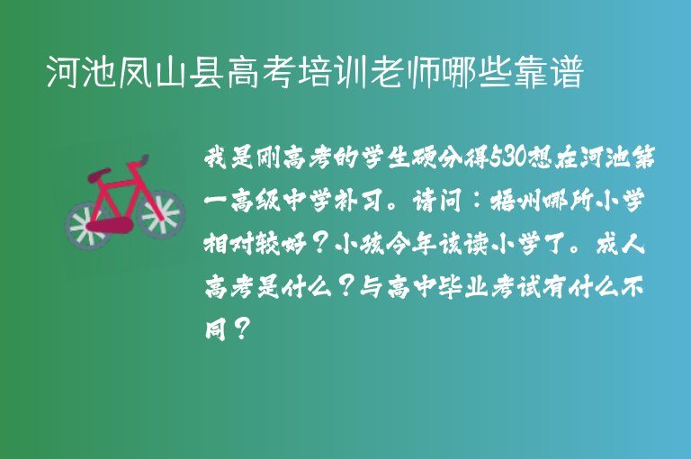 河池鳳山縣高考培訓(xùn)老師哪些靠譜