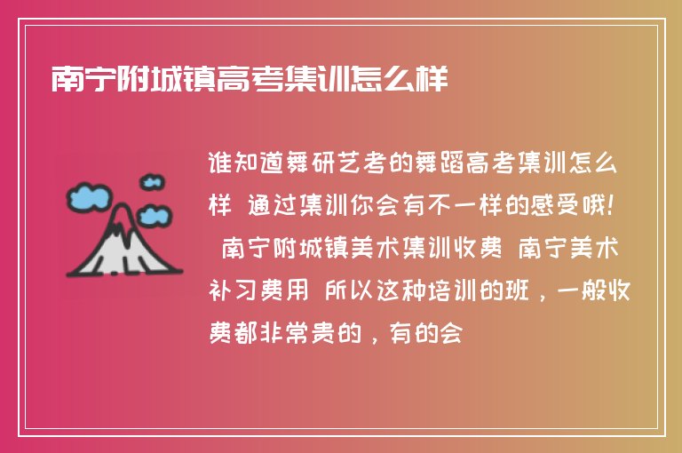 南寧附城鎮(zhèn)高考集訓(xùn)怎么樣