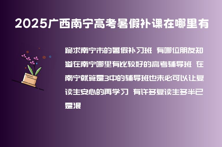 2025廣西南寧高考暑假補課在哪里有