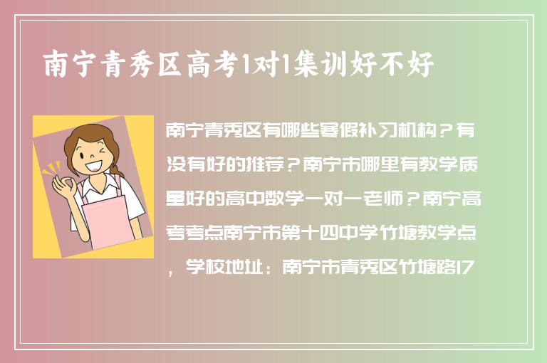 南寧青秀區(qū)高考1對(duì)1集訓(xùn)好不好