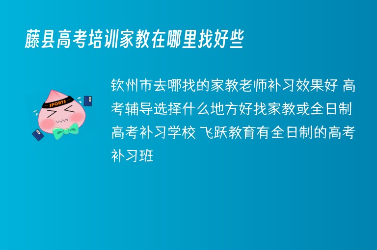 藤縣高考培訓家教在哪里找好些