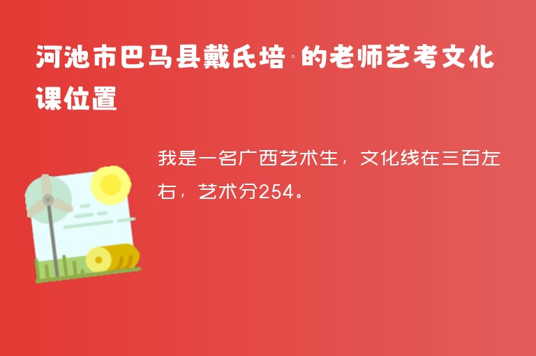 河池市巴馬縣戴氏培訓(xùn)的老師藝考文化課位置