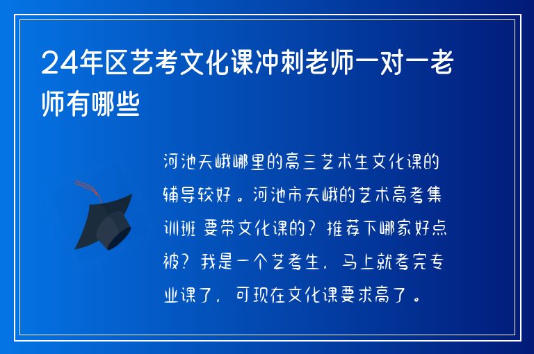 24年區(qū)藝考文化課沖刺老師一對(duì)一老師有哪些