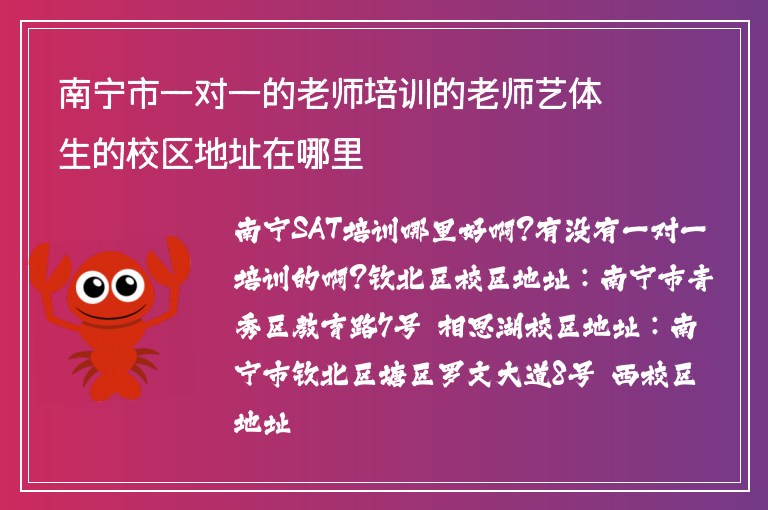 南寧市一對一的老師培訓的老師藝體生的校區(qū)地址在哪里