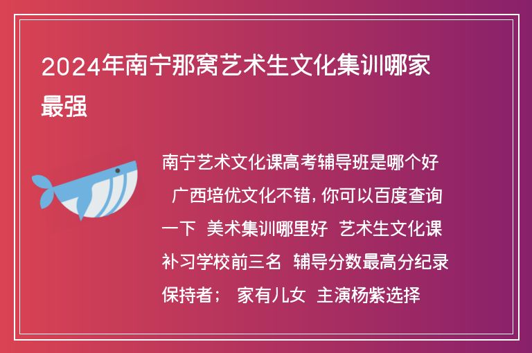 2024年南寧那窩藝術(shù)生文化集訓(xùn)哪家最強