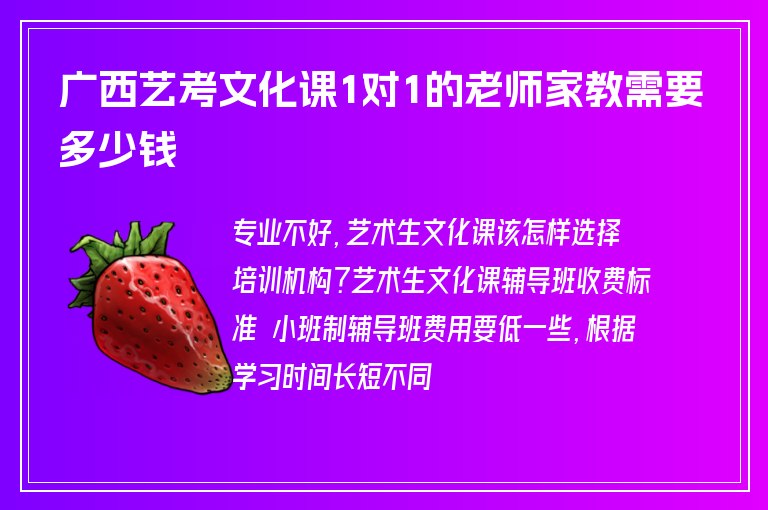 廣西藝考文化課1對1的老師家教需要多少錢