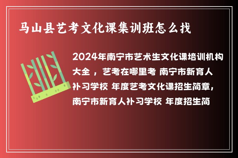 馬山縣藝考文化課集訓(xùn)班怎么找