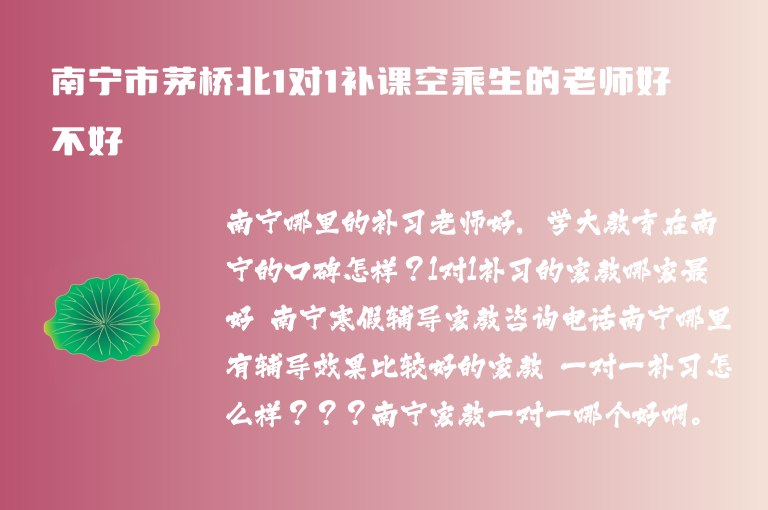 南寧市茅橋北1對1補(bǔ)課空乘生的老師好不好