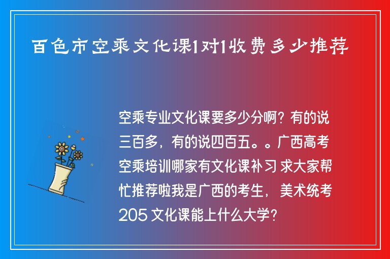 百色市空乘文化課1對1收費(fèi)多少推薦