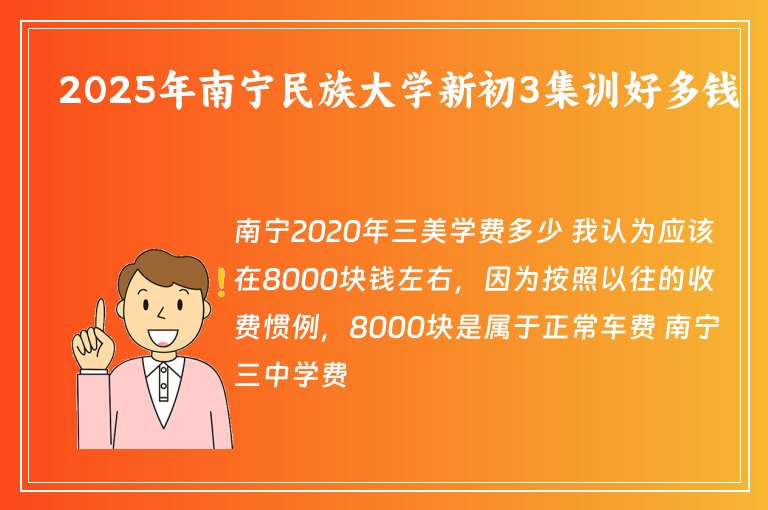 2025年南寧民族大學(xué)新初3集訓(xùn)好多錢