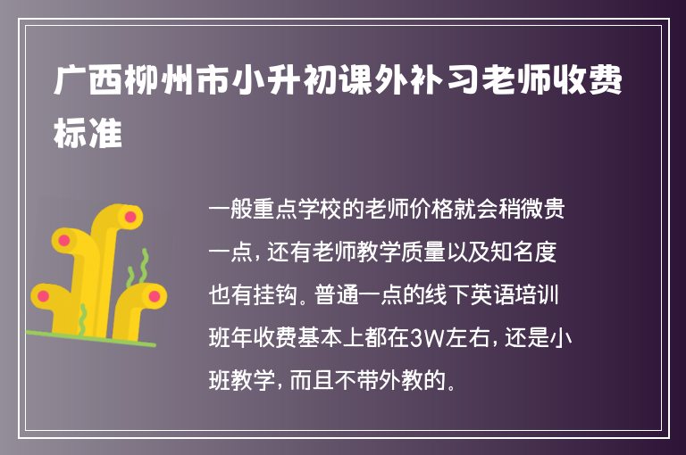 廣西柳州市小升初課外補習(xí)老師收費標(biāo)準(zhǔn)