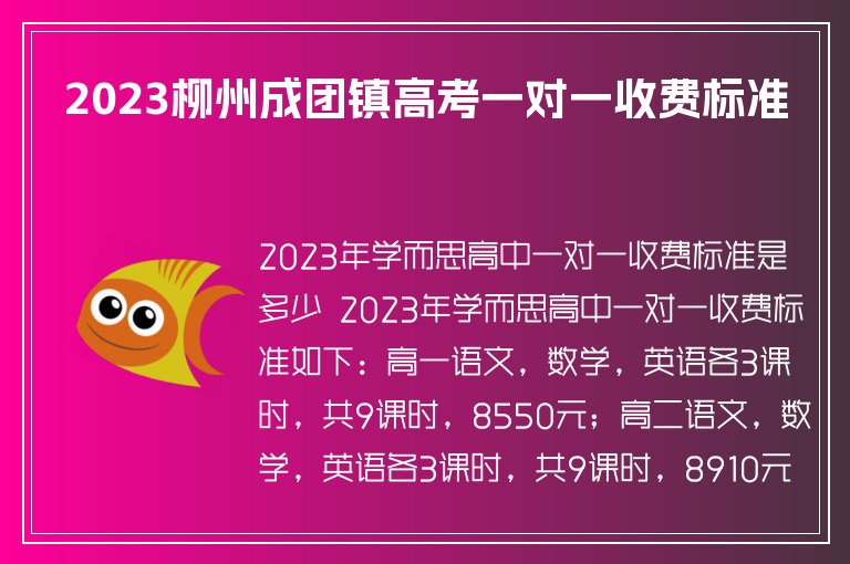 2023柳州成團鎮(zhèn)高考一對一收費標準