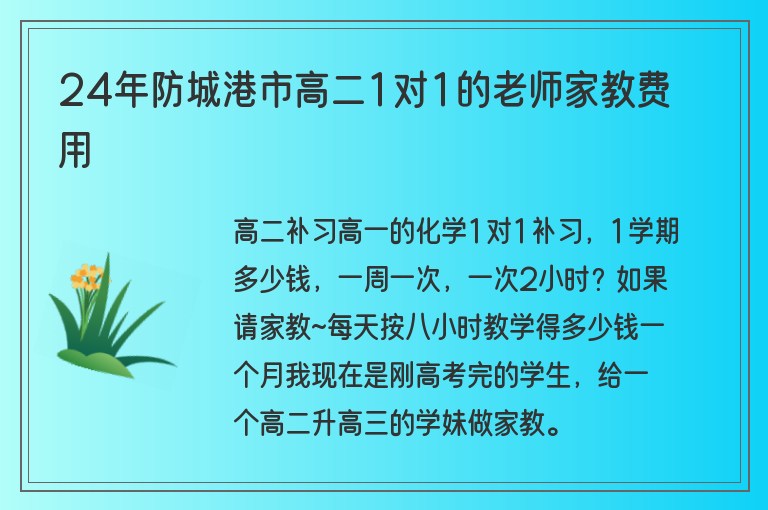 24年防城港市高二1對1的老師家教費用