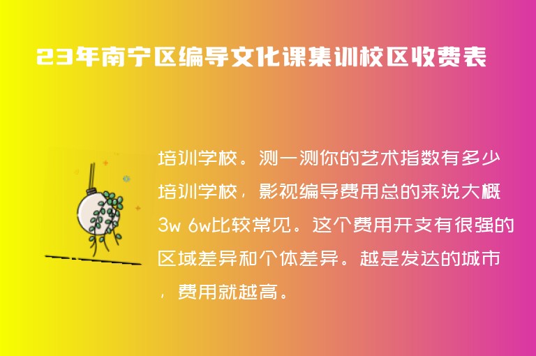 23年南寧區(qū)編導(dǎo)文化課集訓(xùn)校區(qū)收費(fèi)表