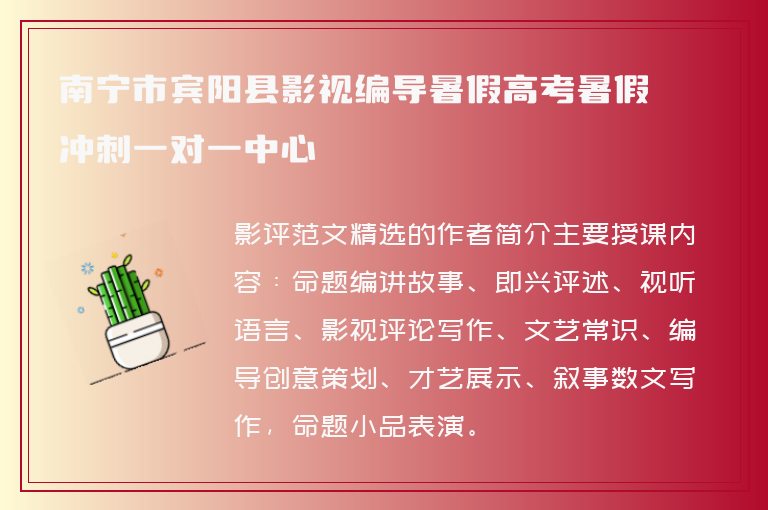 南寧市賓陽縣影視編導(dǎo)暑假高考暑假沖刺一對一中心