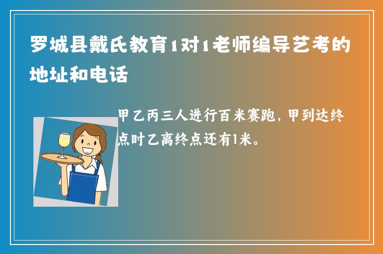 羅城縣戴氏教育1對1老師編導(dǎo)藝考的地址和電話