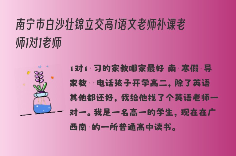 南寧市白沙壯錦立交高1語(yǔ)文老師補(bǔ)課老師1對(duì)1老師