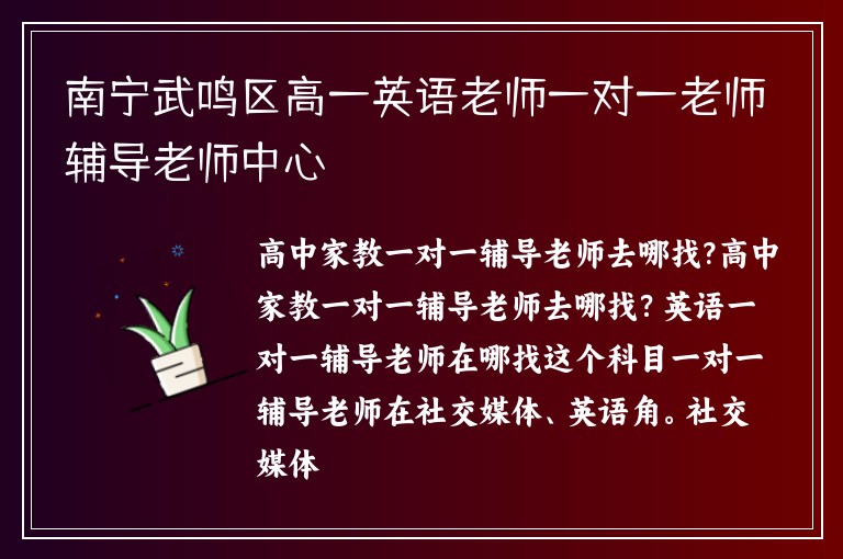 南寧武鳴區(qū)高一英語老師一對一老師輔導(dǎo)老師中心