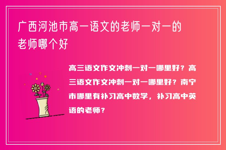 廣西河池市高一語(yǔ)文的老師一對(duì)一的老師哪個(gè)好