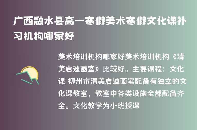 廣西融水縣高一寒假美術(shù)寒假文化課補(bǔ)習(xí)機(jī)構(gòu)哪家好