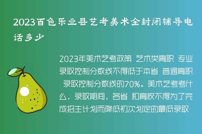 2023百色樂業(yè)縣藝考美術全封閉輔導電話多少