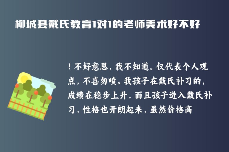 柳城縣戴氏教育1對1的老師美術(shù)好不好