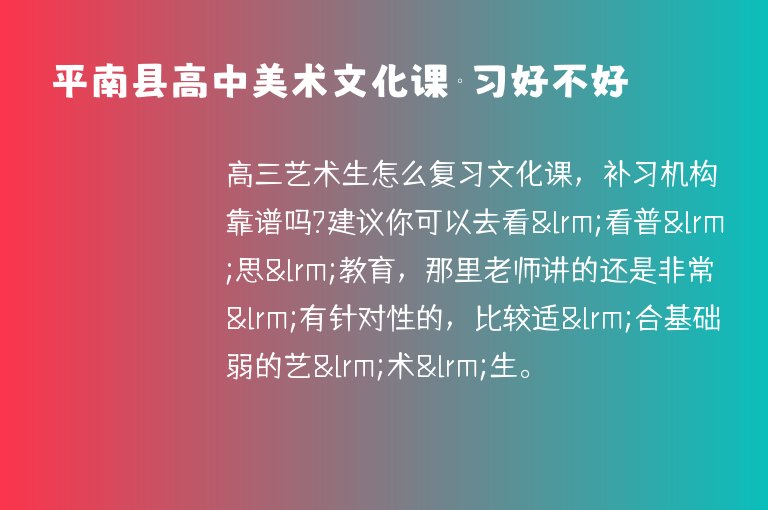 平南縣高中美術(shù)文化課補(bǔ)習(xí)好不好