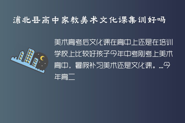 浦北縣高中家教美術文化課集訓好嗎