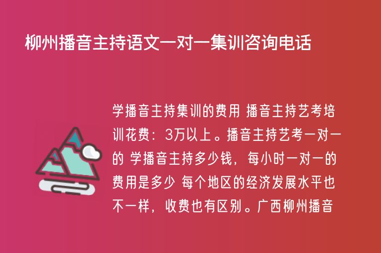 柳州播音主持語文一對一集訓咨詢電話