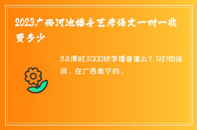 2023廣西河池播音藝考語文一對一收費(fèi)多少