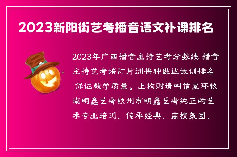 2023新陽街藝考播音語文補課排名