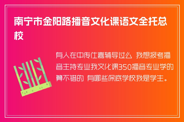 南寧市金陽路播音文化課語文全托總校