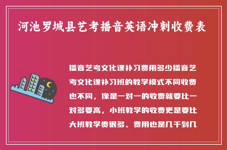 河池羅城縣藝考播音英語沖刺收費表