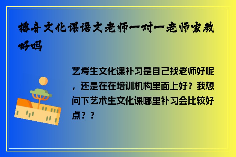 播音文化課語文老師一對一老師家教好嗎