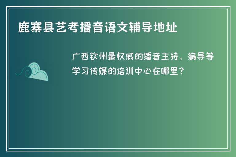 鹿寨縣藝考播音語(yǔ)文輔導(dǎo)地址