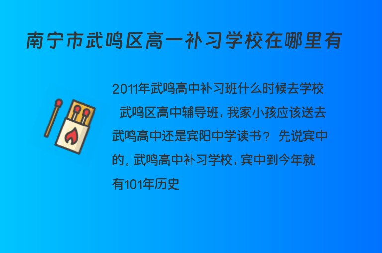 南寧市武鳴區(qū)高一補(bǔ)習(xí)學(xué)校在哪里有