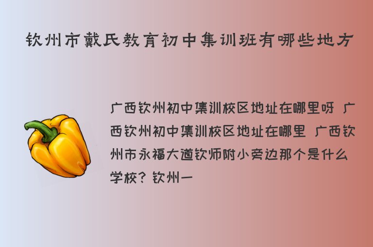 欽州市戴氏教育初中集訓(xùn)班有哪些地方