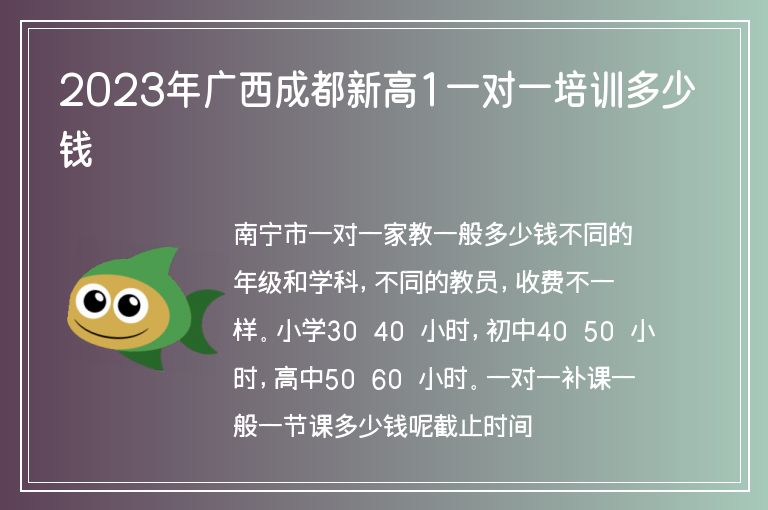 2023年廣西成都新高1一對一培訓(xùn)多少錢