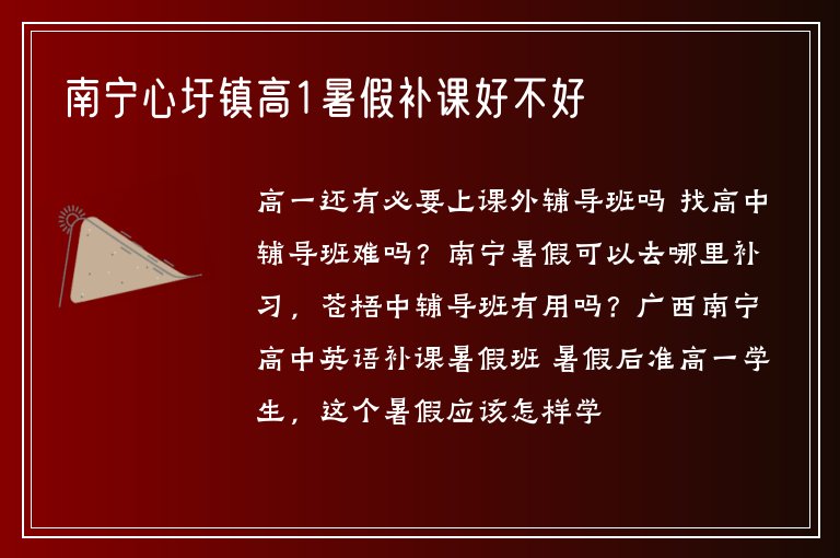 南寧心圩鎮(zhèn)高1暑假補(bǔ)課好不好