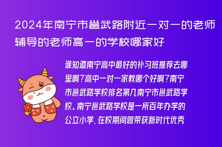 2024年南寧市邕武路附近一對(duì)一的老師輔導(dǎo)的老師高一的學(xué)校哪家好