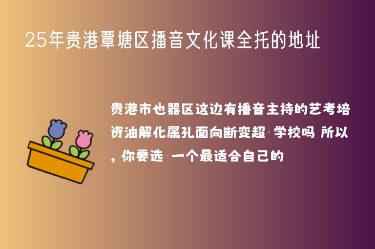 25年貴港覃塘區(qū)播音文化課全托的地址