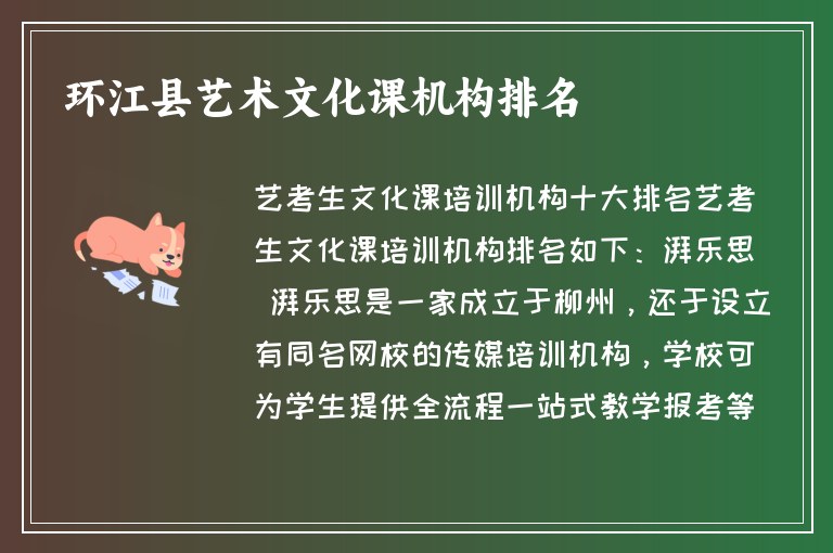 環(huán)江縣藝術文化課機構排名