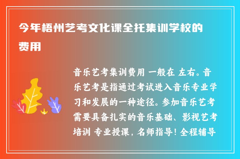 今年梧州藝考文化課全托集訓(xùn)學(xué)校的費(fèi)用