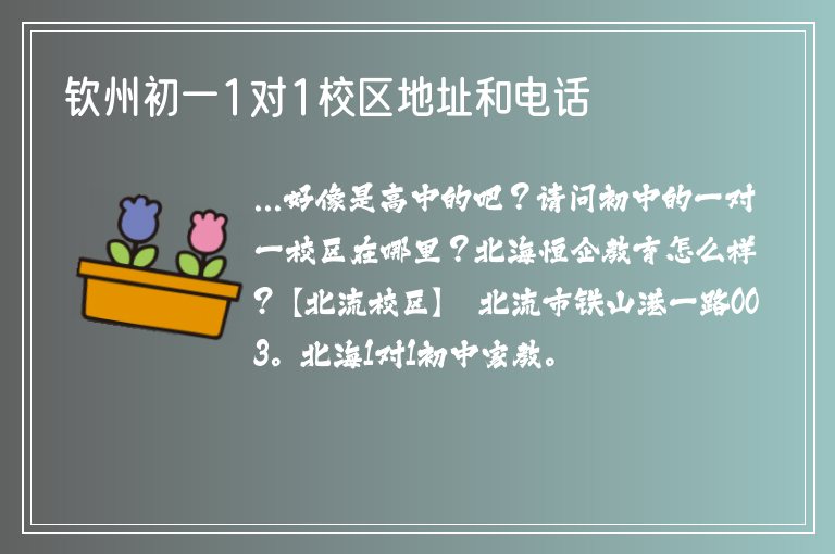 欽州初一1對1校區(qū)地址和電話