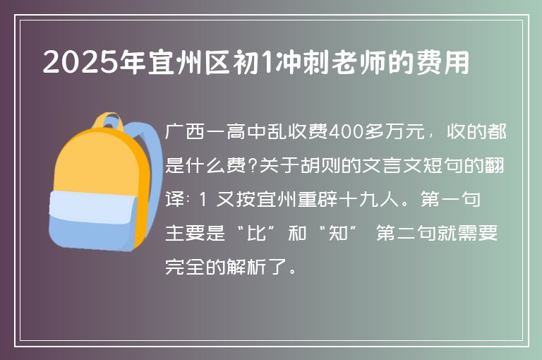 2025年宜州區(qū)初1沖刺老師的費(fèi)用