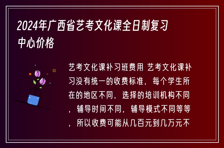 2024年廣西省藝考文化課全日制復習中心價格