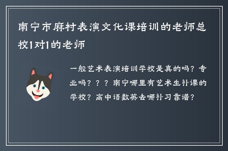 南寧市麻村表演文化課培訓(xùn)的老師總校1對(duì)1的老師