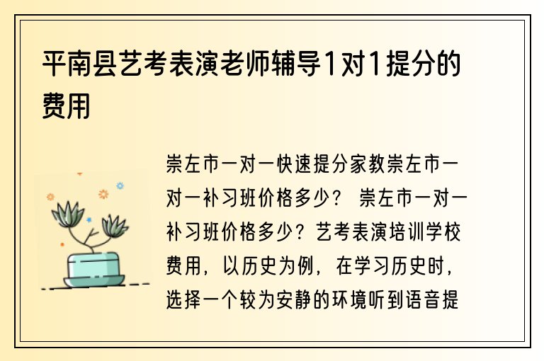 平南縣藝考表演老師輔導1對1提分的費用