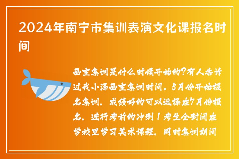 2024年南寧市集訓(xùn)表演文化課報名時間