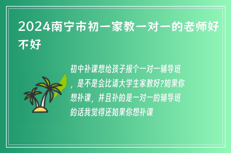 2024南寧市初一家教一對一的老師好不好